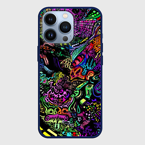 Чехол iPhone 13 Pro Абстрактный узор Vanguard Fashion Неон / 3D-Тёмно-синий – фото 1