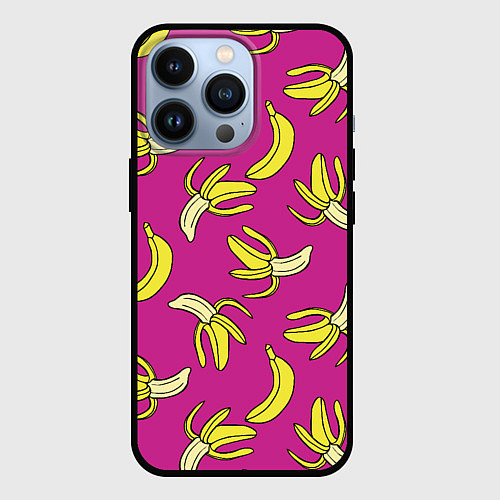 Чехол iPhone 13 Pro Banana pattern Summer Color / 3D-Черный – фото 1