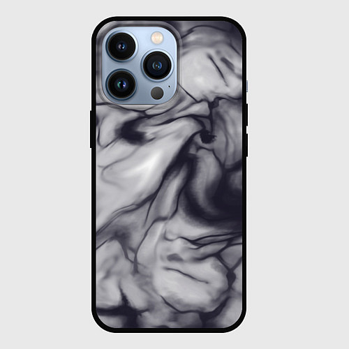 Чехол iPhone 13 Pro Бело-черный тай-дай / 3D-Черный – фото 1