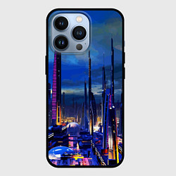Чехол iPhone 13 Pro Город будущего Неон