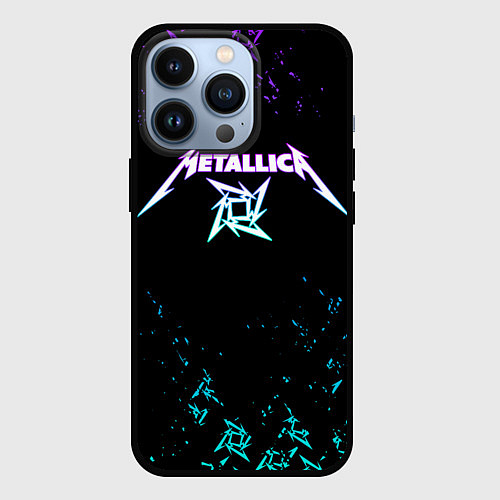 Чехол iPhone 13 Pro Metallica металлика neon / 3D-Черный – фото 1