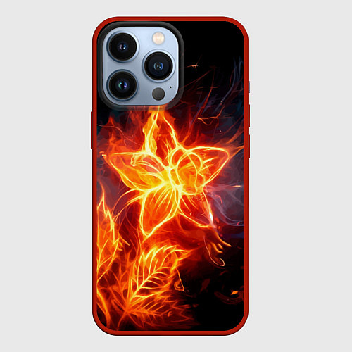 Чехол iPhone 13 Pro Flower Neon Fashion 2035 Flame / 3D-Красный – фото 1