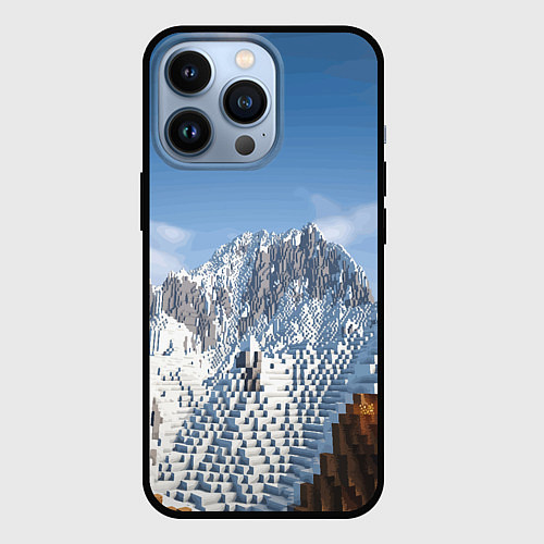 Чехол iPhone 13 Pro Minecraft Mountains Video game / 3D-Черный – фото 1