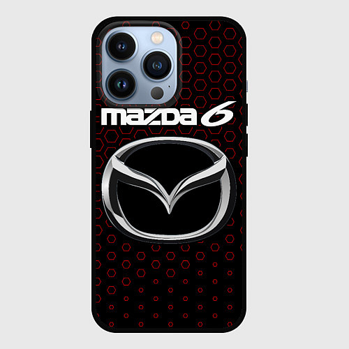 Чехол iPhone 13 Pro MAZDA 6 - Соты / 3D-Черный – фото 1