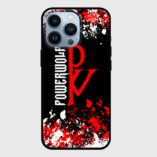 Чехол iPhone 13 Pro Powerwolf брызги красок / 3D-Черный – фото 1