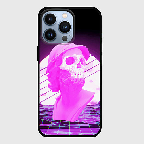 Чехол iPhone 13 Pro Vaporwave Skull Психоделика / 3D-Черный – фото 1
