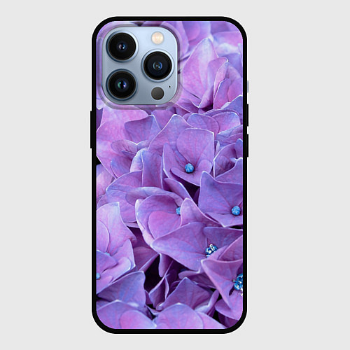 Чехол iPhone 13 Pro Фиолетово-сиреневые цветы / 3D-Черный – фото 1