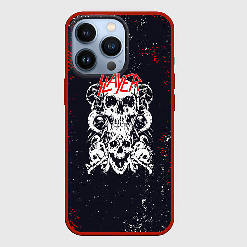 Чехол iPhone 13 Pro SLAYER СЛЭЙЕР ЧЕРЕП БРЫЗГИ / 3D-Красный – фото 1