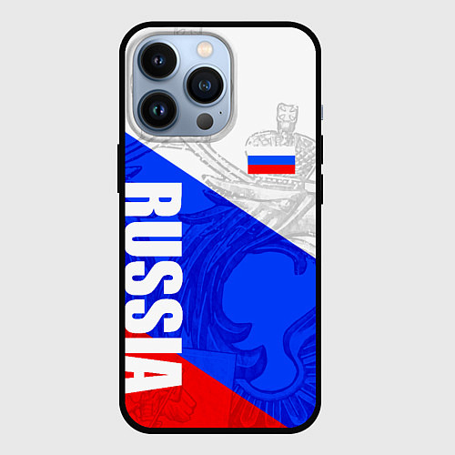 Чехол iPhone 13 Pro RUSSIA - SPORTWEAR - ТРИКОЛОР / 3D-Черный – фото 1