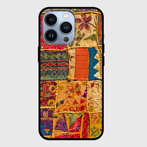 Чехол iPhone 13 Pro Пэчворк Лоскутное одеяло Patchwork Quilt / 3D-Черный – фото 1