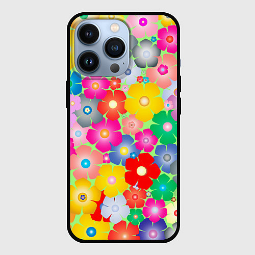 Чехол iPhone 13 Pro Цветочки фон / 3D-Черный – фото 1