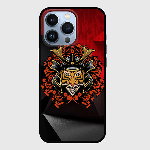 Чехол iPhone 13 Pro Тигр - самурай / 3D-Черный – фото 1