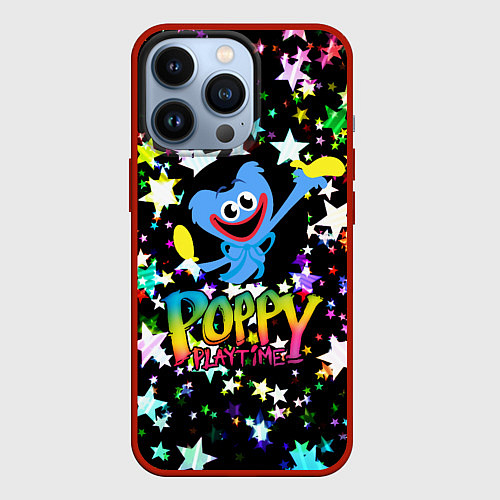 Чехол iPhone 13 Pro POPPY PLAYTIME HAGGY WAGGY ХАГГИ ВАГГИ ЗВЕЗДЫ / 3D-Красный – фото 1