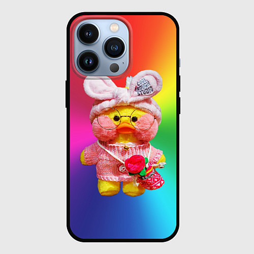 Чехол iPhone 13 Pro Утя Лалафанфан в очках и с сумочкой / 3D-Черный – фото 1