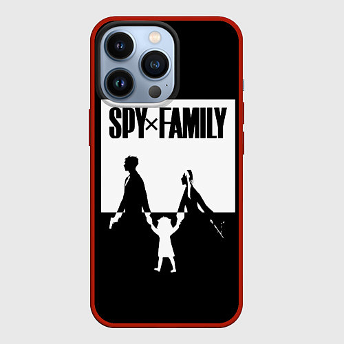 Чехол iPhone 13 Pro Spy x Family: Семья шпиона черно-белая / 3D-Красный – фото 1