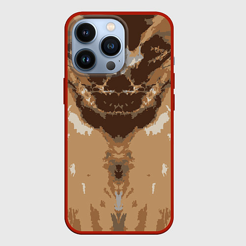 Чехол iPhone 13 Pro Абстрактный, графический узор коричневого цвета / 3D-Красный – фото 1