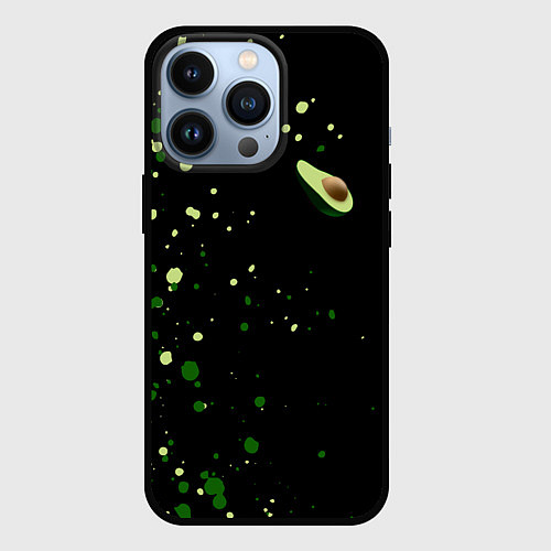 Чехол iPhone 13 Pro Авокадо avocado брызги / 3D-Черный – фото 1