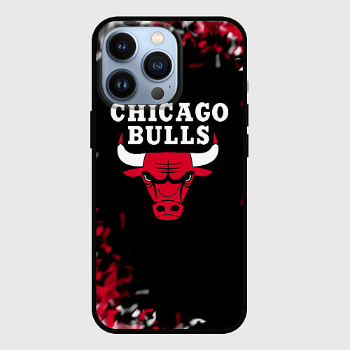 Чехол iPhone 13 Pro Чикаго Буллз Chicago Bulls Огонь / 3D-Черный – фото 1