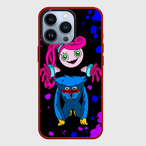 Чехол iPhone 13 Pro Poppy Playtime Хагги Вагги и Мама Длинные Ноги / 3D-Красный – фото 1