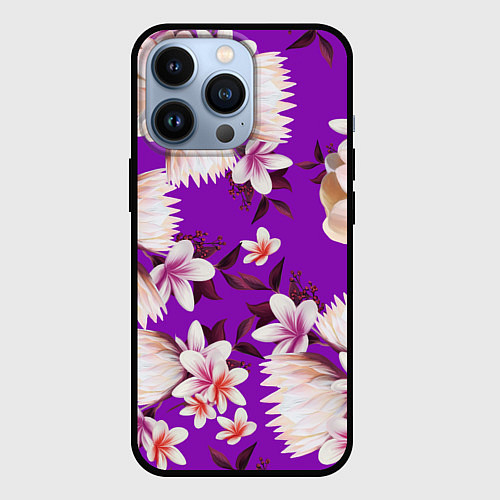 Чехол iPhone 13 Pro Цветы Фиолетовый Цветок / 3D-Черный – фото 1
