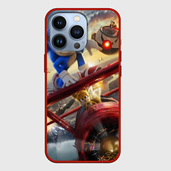 Чехол для iPhone 13 Pro Соник Тейлз и Доктор Эггман, цвет: 3D-красный
