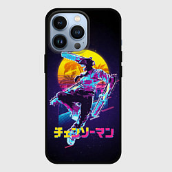 Чехол iPhone 13 Pro CHAINSAW MAN on the background of the moon