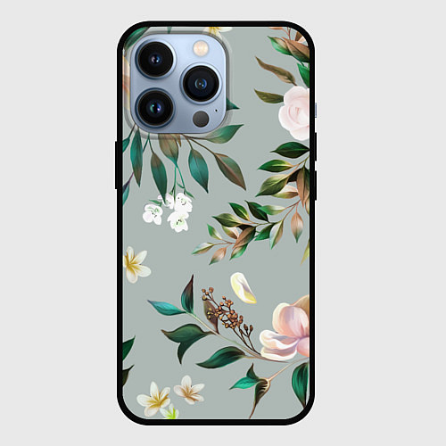 Чехол iPhone 13 Pro Цветы Цветочный Букет / 3D-Черный – фото 1