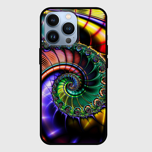 Чехол iPhone 13 Pro Красочная фрактальная спираль Colorful fractal spi / 3D-Черный – фото 1