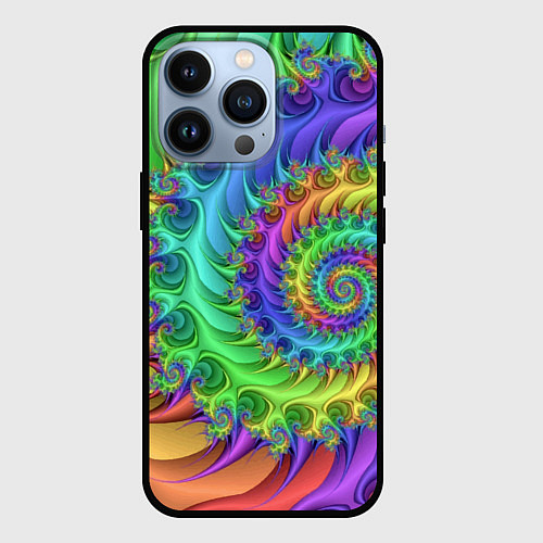 Чехол iPhone 13 Pro Красочная фрактальная спираль Узор Colorful fracta / 3D-Черный – фото 1