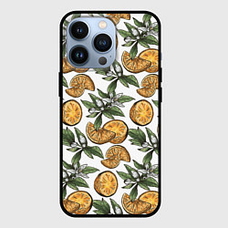 Чехол для iPhone 13 Pro Узор из тропических апельсинов, цвет: 3D-черный