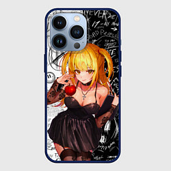 Чехол для iPhone 13 Pro Миса с яблоком Тетрадь смерти, цвет: 3D-тёмно-синий