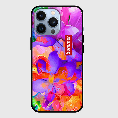 Чехол iPhone 13 Pro Красочный цветочный паттерн Лето Colorful Floral P / 3D-Черный – фото 1