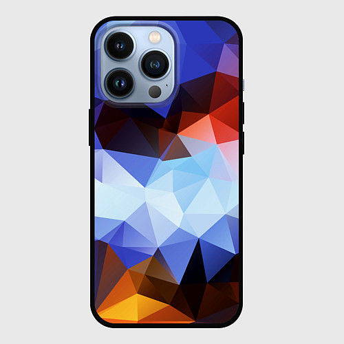 Чехол iPhone 13 Pro Абстрактный цветной узор из треугольников Abstract / 3D-Черный – фото 1