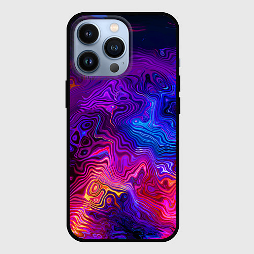 Чехол iPhone 13 Pro Цветные неоновые разводы на воде Авангард Colored / 3D-Черный – фото 1