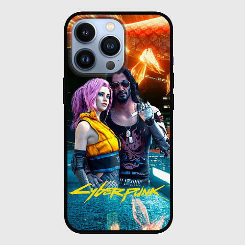 Чехол iPhone 13 Pro Cyberpunk2077 Johnny Vi girl / 3D-Черный – фото 1