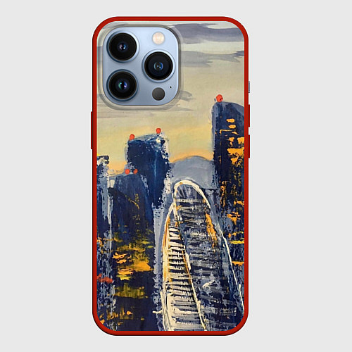 Чехол iPhone 13 Pro Индустриальный пейзаж Москва-сити / 3D-Красный – фото 1