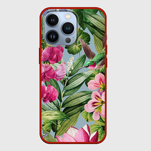 Чехол iPhone 13 Pro Цветы Эдема / 3D-Красный – фото 1