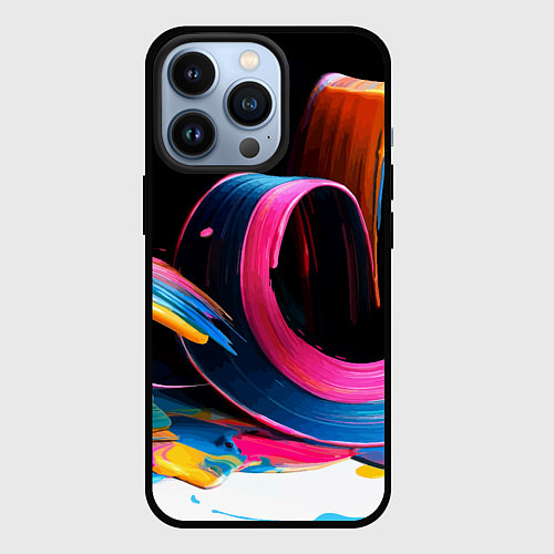 Чехол iPhone 13 Pro Разноцветный мазки краски Абстракция Multicolored / 3D-Черный – фото 1