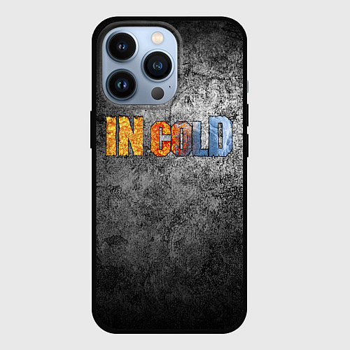 Чехол iPhone 13 Pro IN COLD горизонтальный логотип на темно-сером фоне / 3D-Черный – фото 1