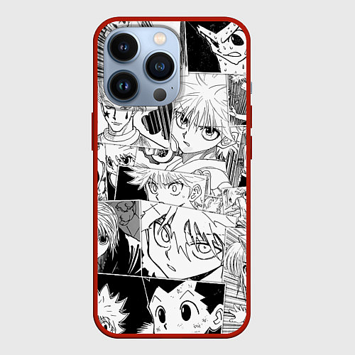 Чехол iPhone 13 Pro Hunter x Hunter pattern / 3D-Красный – фото 1