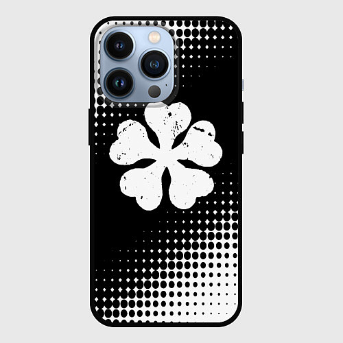 Чехол iPhone 13 Pro Белый логотип Черный клевер на черном / 3D-Черный – фото 1