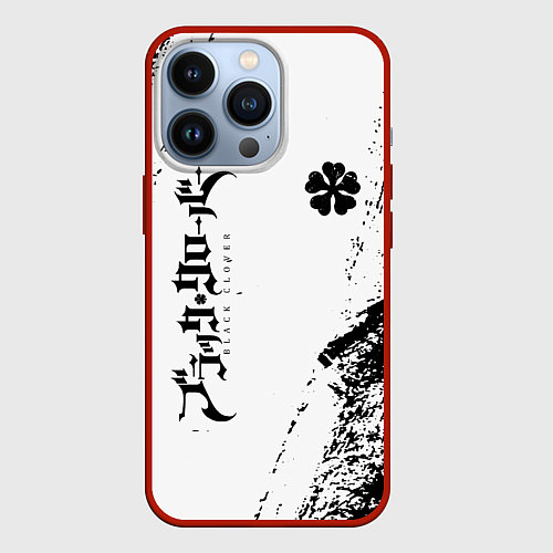 Чехол iPhone 13 Pro Black clover чёрный клевер вертикальная надпись / 3D-Красный – фото 1