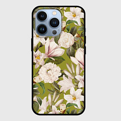 Чехол iPhone 13 Pro Цветы Лилии и Астры