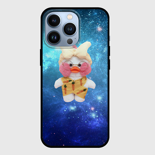 Чехол iPhone 13 Pro Lalafanfan Duck в космосе / 3D-Черный – фото 1