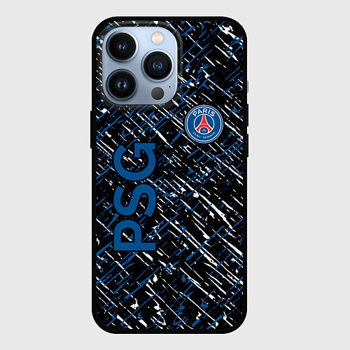 Чехол iPhone 13 Pro Псж синие белые чёрточки / 3D-Черный – фото 1