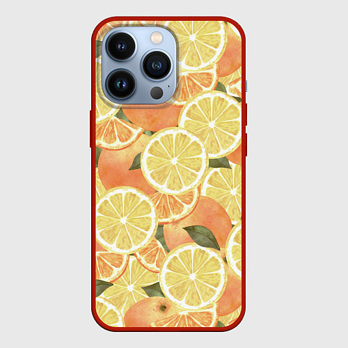 Чехол iPhone 13 Pro Летние Апельсины / 3D-Красный – фото 1