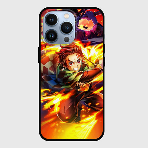 Чехол iPhone 13 Pro Клинок, рассекающий демонов Demon Slayer / 3D-Черный – фото 1