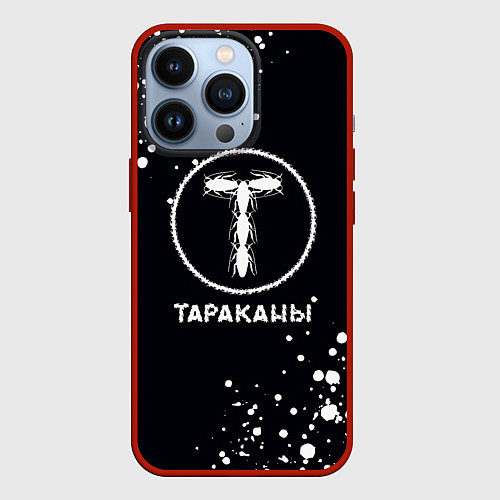 Чехол iPhone 13 Pro Тараканы текстура на черном фоне / 3D-Красный – фото 1