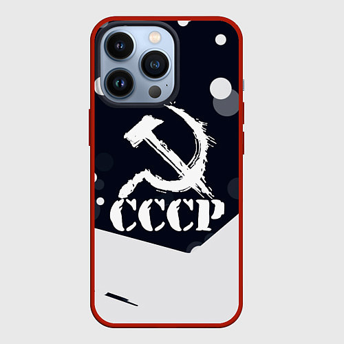 Чехол iPhone 13 Pro Ussr - ссср - серп и молот / 3D-Красный – фото 1