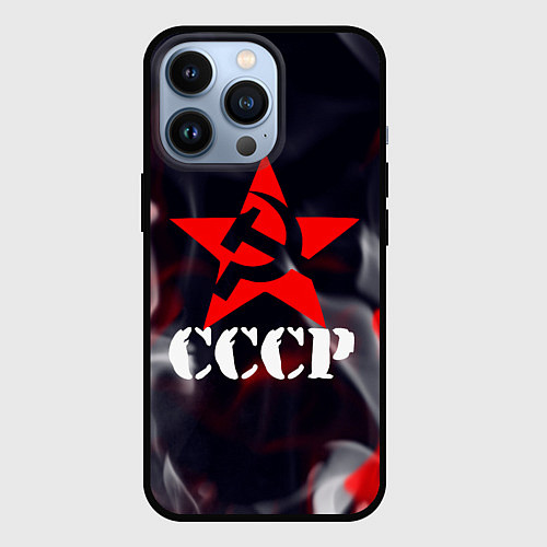 Чехол iPhone 13 Pro Ссср - серп и молот - звезда - пламя / 3D-Черный – фото 1